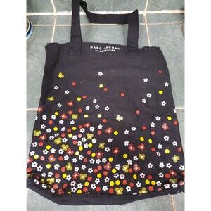 Marc Jacobs Fragrances Black / w flowers  Tote Bag. Shoppers bag canvas floral